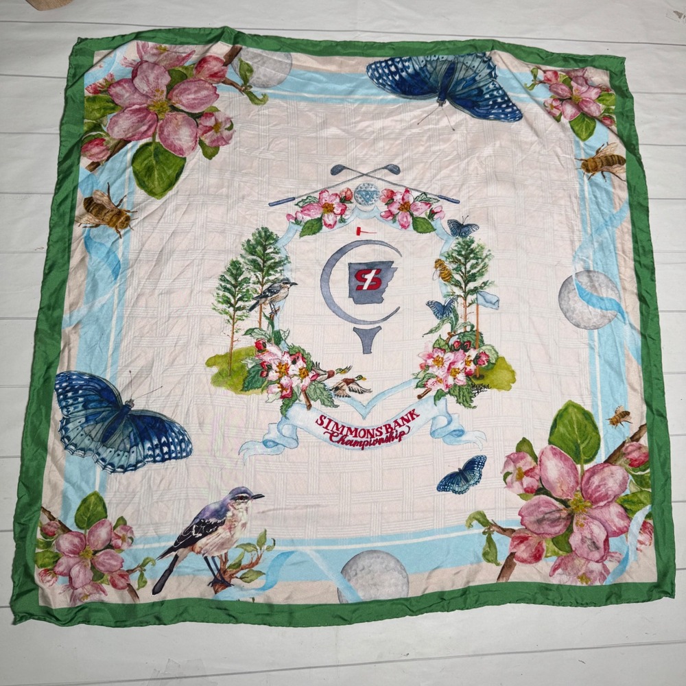 Simmons Bank Championship Golf Arkansas Print Satin Square Scarf Classic Elegant